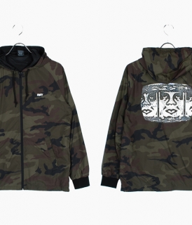 ��OBEY��CHANNEL ZERO HOODED ZIP COACHES JACKETS