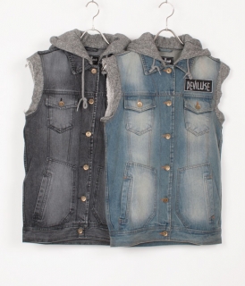��Deviluse��Hooded Denim Vest