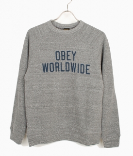 ��OBEY��CORNER BLOCK HEATHER TB CREW NECK FLEECE 