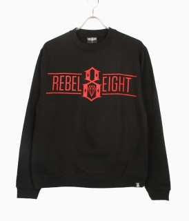 ��REBEL8��LOGO LOCK UP BLACK CREWNECK