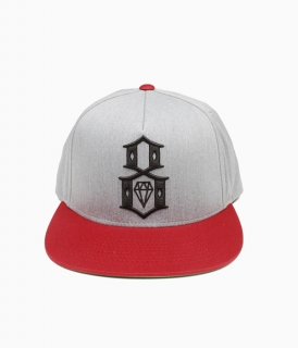 ��REBEL8��GREY/RED LOGO SNAPBACK